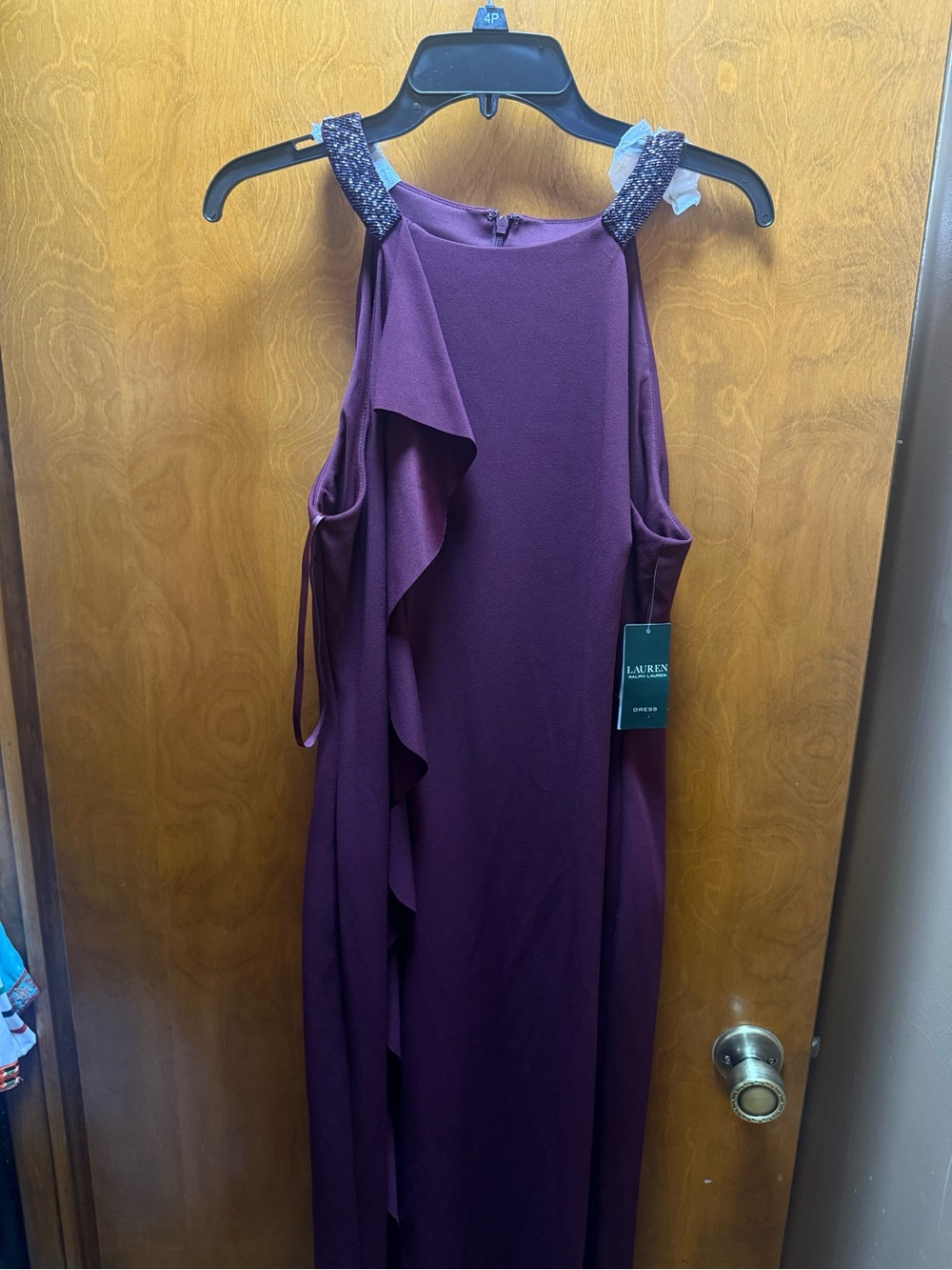 Ralph Lauren Plum Beaded-Strap Maxi Dress